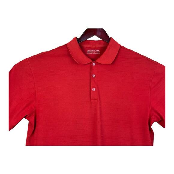 Nike Golf Polo Shirt Mens L Red Dri Fit Performance Golf Embroidered Sleeve Logo - Picture 3 of 14
